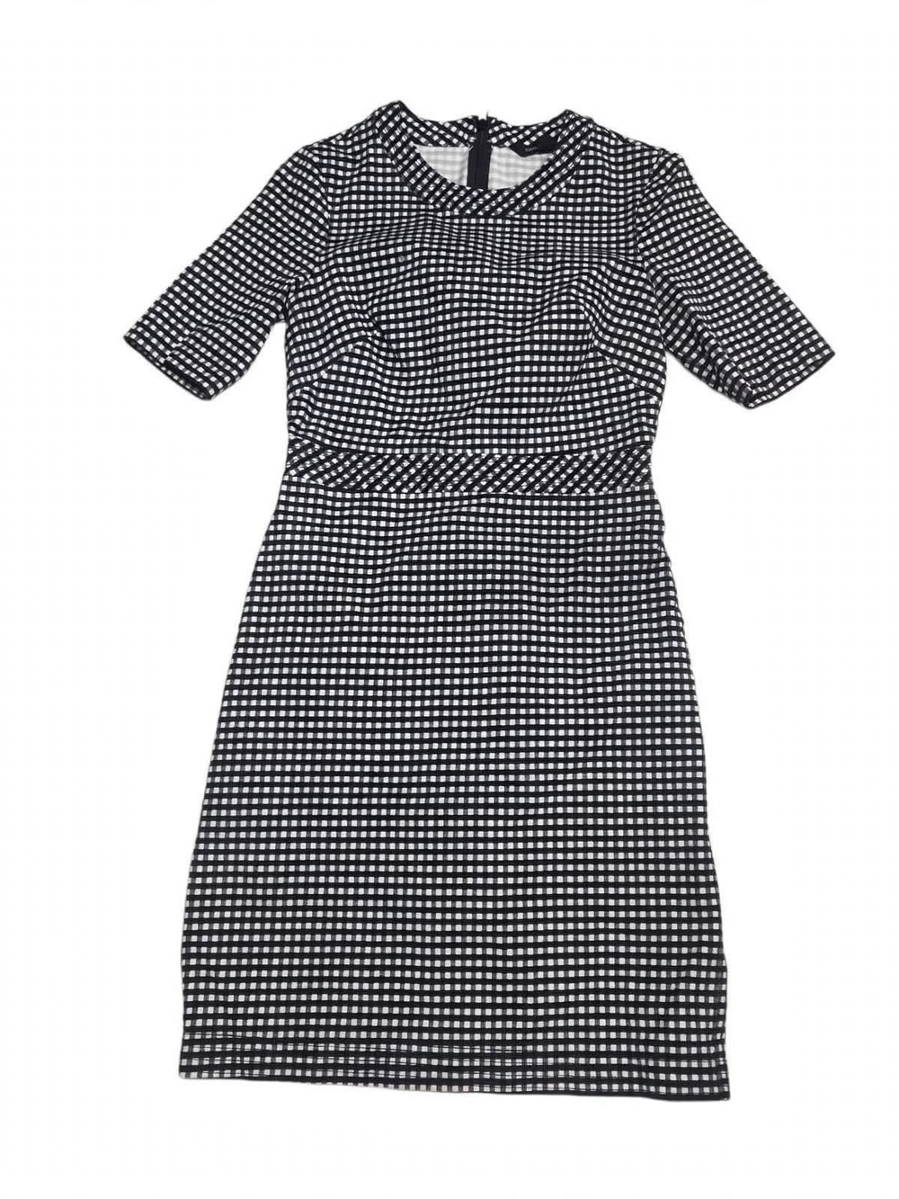 Banana Republic Black and White Gingham Midi Dress